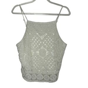 Love On A Hanger Woman Medium White Crochet Cami Top Lace Festival Boho Indie